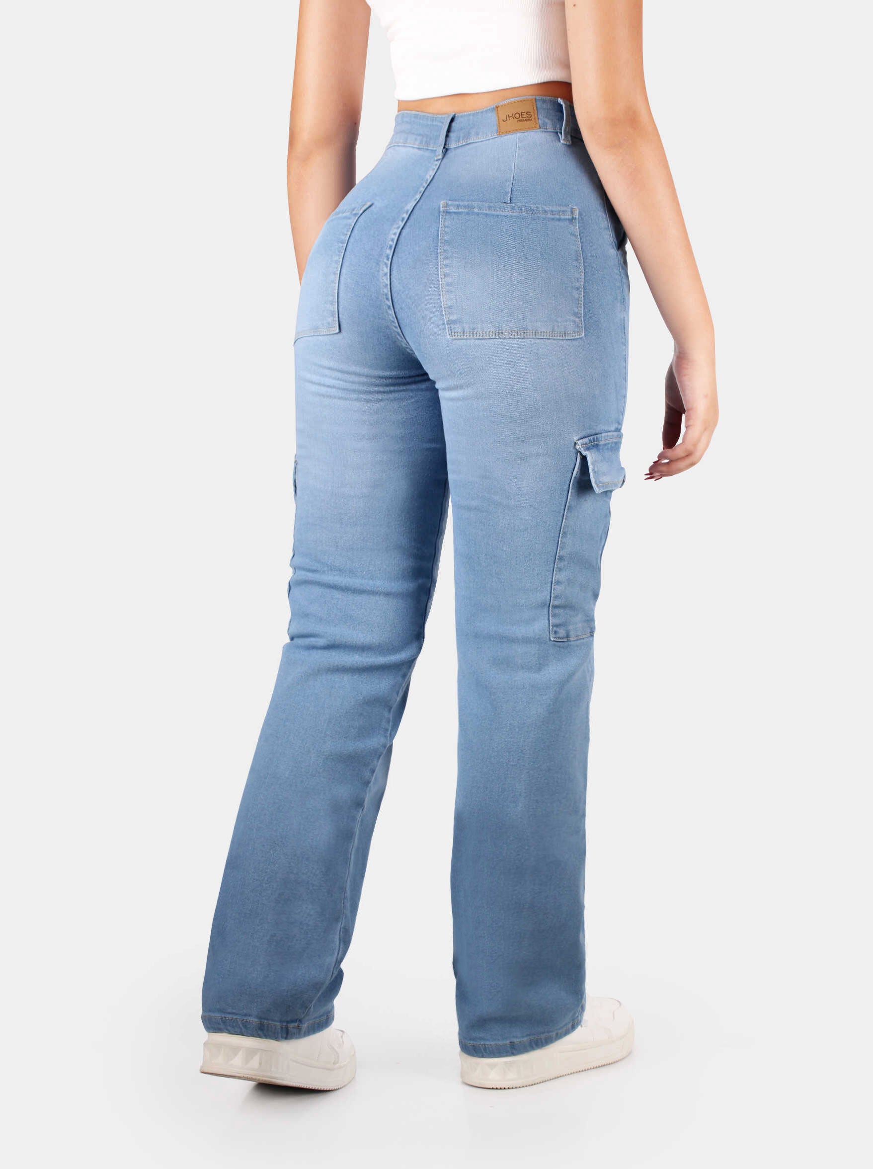 Jean Cargo Bota Recta  Strech Tiro alto, Ref 5077