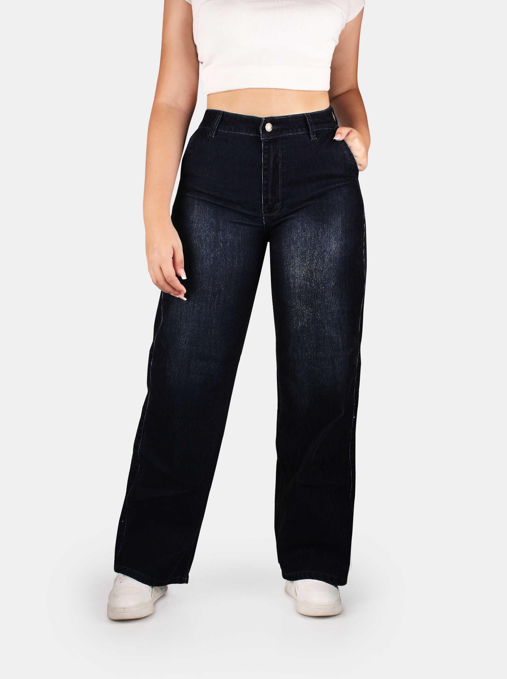 Jean Bota Recta, acabado terciopelo, Tiro alto, Ref 5236