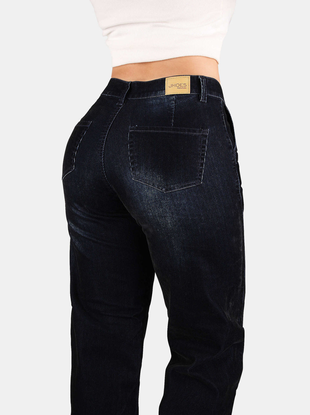 Jean Bota Recta, acabado terciopelo, Tiro alto, Ref 5236