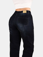 Jean Bota Recta, acabado terciopelo, Tiro alto, Ref 5236