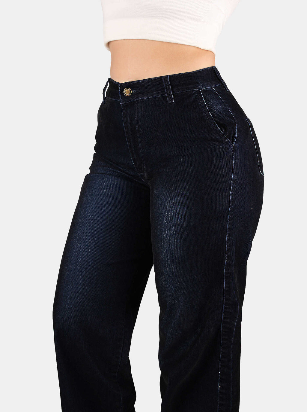 Jean Bota Recta, acabado terciopelo, Tiro alto, Ref 5236