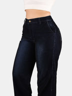 Jean Bota Recta, acabado terciopelo, Tiro alto, Ref 5236