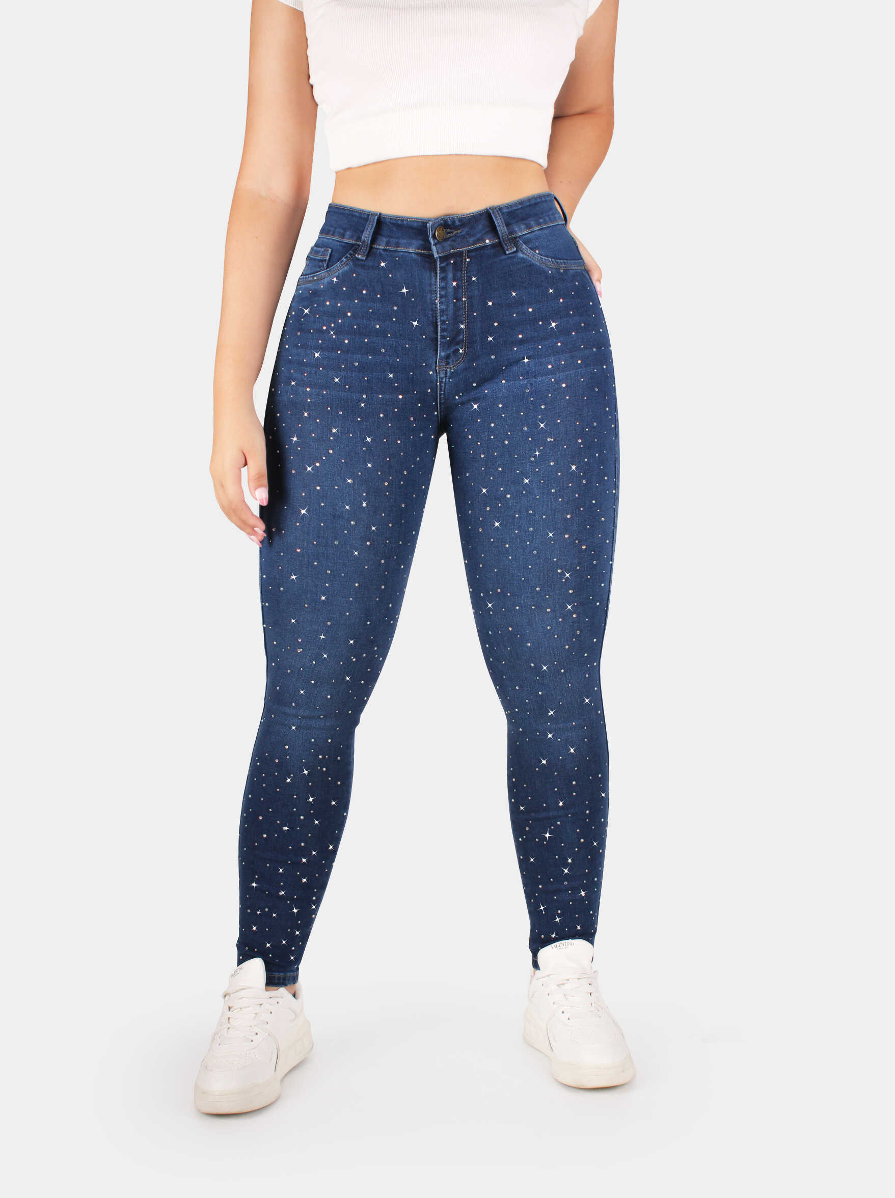 Jean Skinny, con brillos, Tiro alto, Ref PD5190