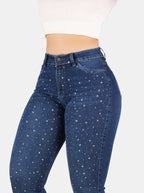 Jean Skinny, con brillos, Tiro alto, Ref PD5190