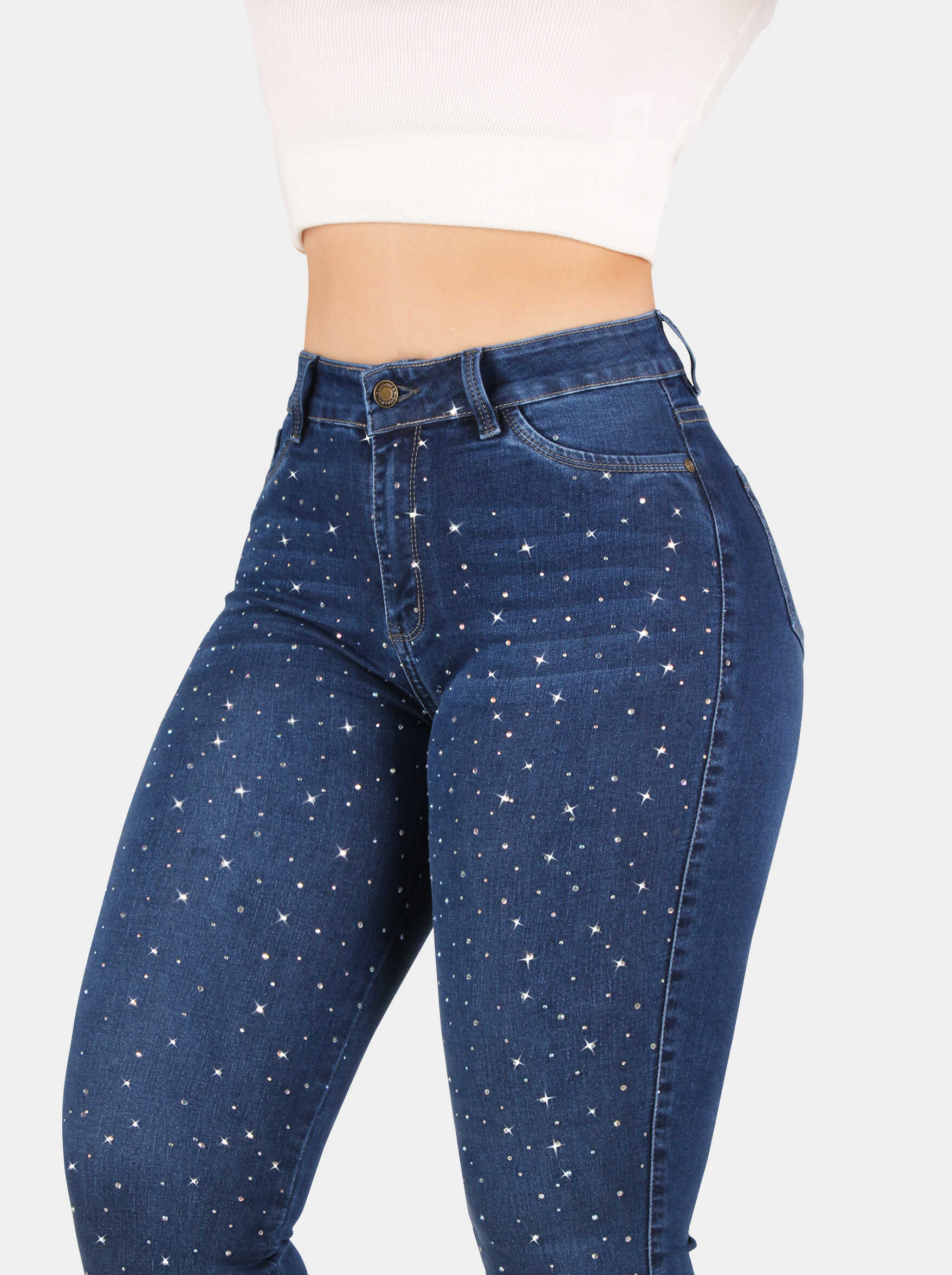 Jean Skinny, con brillos, Tiro alto, Ref PD5190