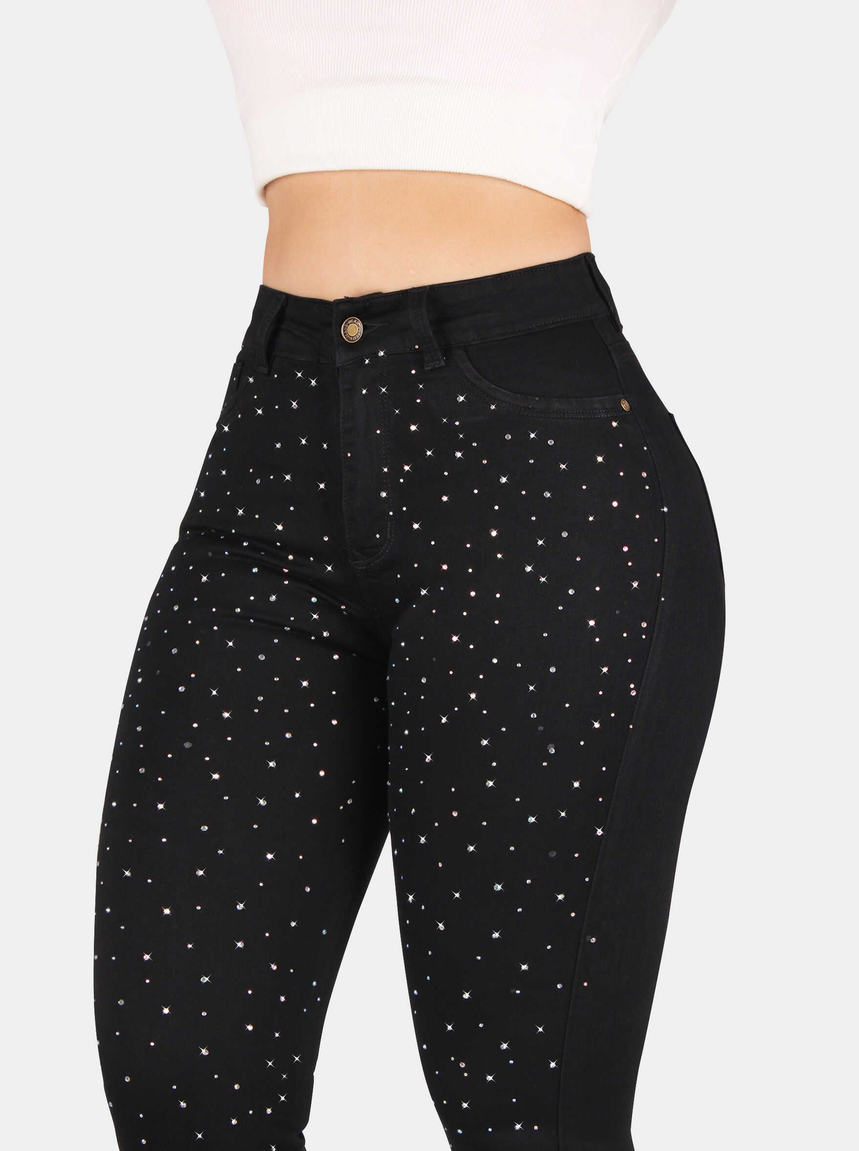 Jean Skinny, con brillos, tiro alto, Ref PD5138